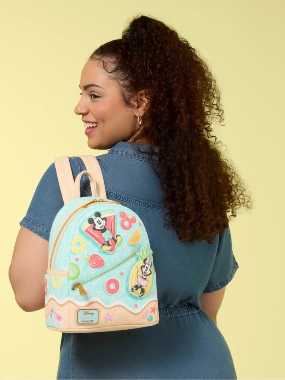 NEW w Tags Mickey Minnie Summer Beach Fun Fruit Floaties Loungefly Mini Backpack